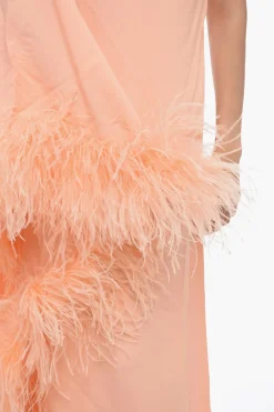 Sale Abito Monospalla UBUD in Crepe con Piume di Struzzo Donna Vestiti
