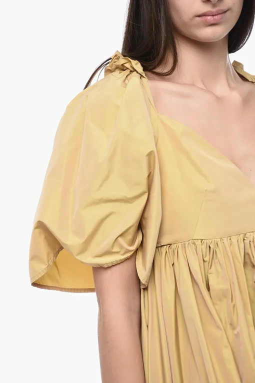 New Abito Plissé con Scollo a V Donna Vestiti