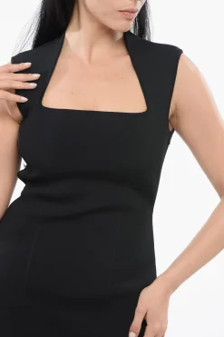 Outlet Abito Smanicato Stretchy con Scollo a Barca Donna Vestiti