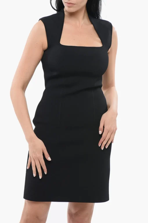 Outlet Abito Smanicato Stretchy con Scollo a Barca Donna Vestiti