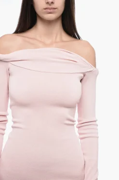 Abito Svasato a Spalle Scoperte con Dettaglio Cut Out></noscript>Blumarine Hot