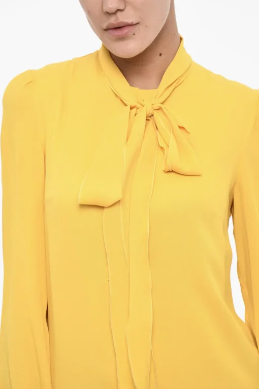 Best Abito Svasato Con Balze e Collo a Cravatta Donna Vestiti
