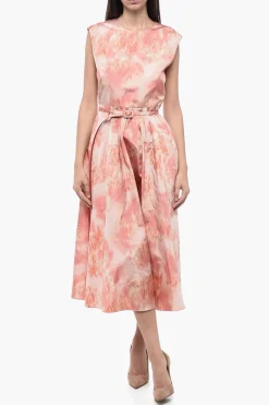 Online Abito Svasato in Seta Taffeta con Effetto Tie Dye Donna Vestiti