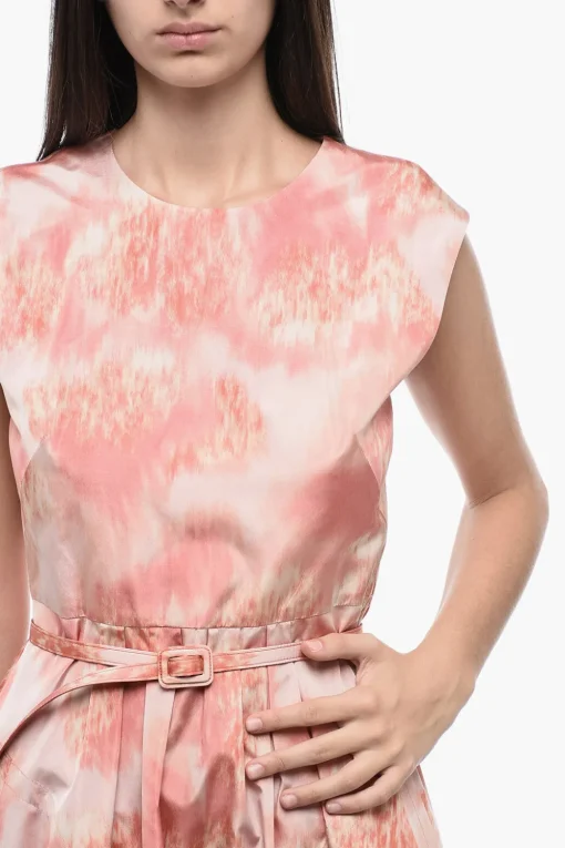Online Abito Svasato in Seta Taffeta con Effetto Tie Dye Donna Vestiti