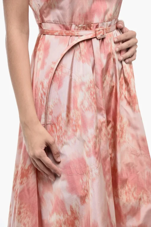 Online Abito Svasato in Seta Taffeta con Effetto Tie Dye Donna Vestiti