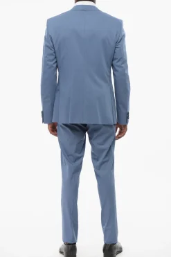 Clearance Abito Tre Pezzi con Dettagli in Satin a Contrasto Uomo Completi