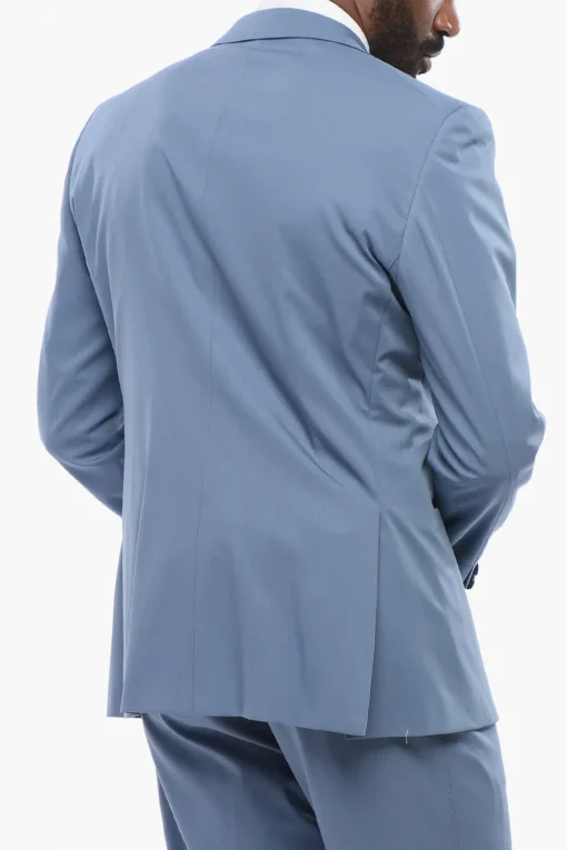 Clearance Abito Tre Pezzi con Dettagli in Satin a Contrasto Uomo Completi