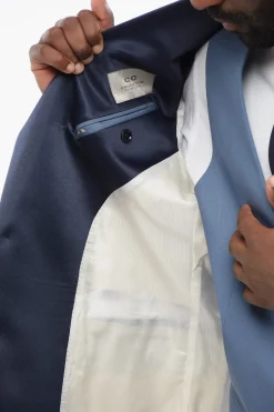 Clearance Abito Tre Pezzi con Dettagli in Satin a Contrasto Uomo Completi