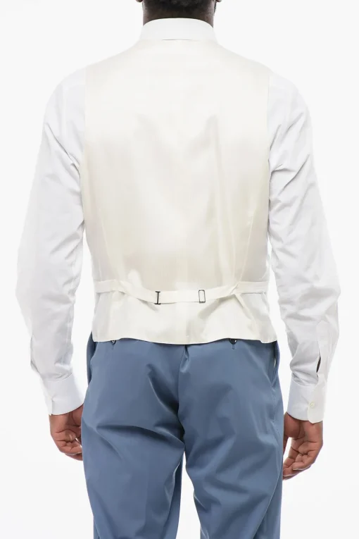 Clearance Abito Tre Pezzi con Dettagli in Satin a Contrasto Uomo Completi