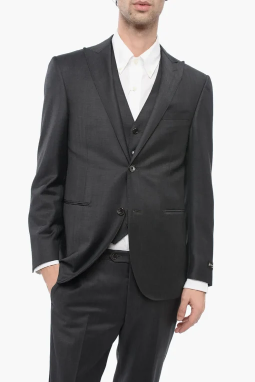 New Abito Tre Pezzi Con Gilet CERIM.ACADEMY Uno Spacco Revers a Lancia Uomo Completi