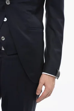 Abito Tre Pezzi con Gilet in Lana Vergine E Seta Revers a Lancia></noscript>Corneliani Fashion