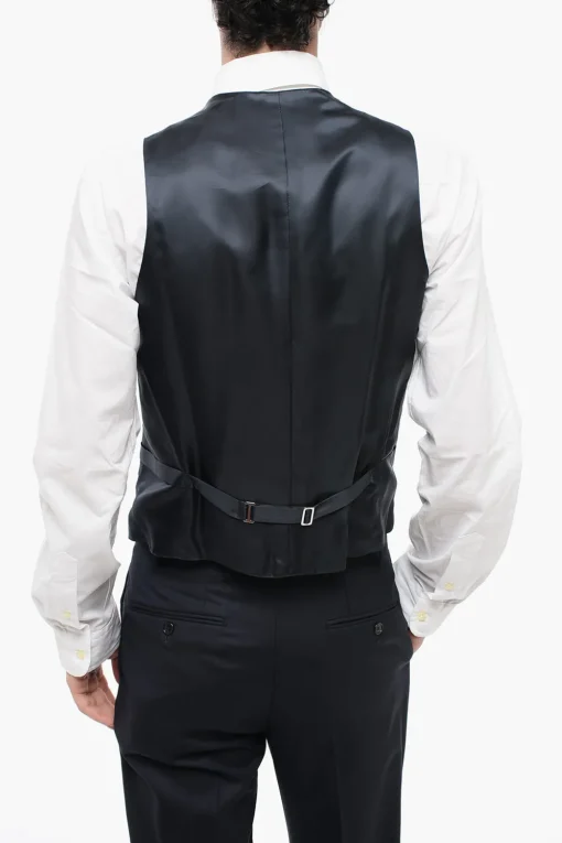 New Abito Tre Pezzi con Gilet in Lana Vergine con Due Spacchi Uomo Completi