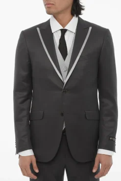 Abito Tre Pezzi con Gilet CERIM.ACADEMY in Lana Vergine e Seta Uno Spacco Revers a Lancia>Corneliani Hot
