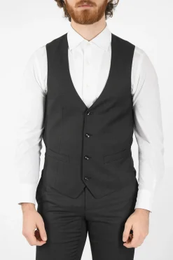 Outlet abito tre pezzi con gilet CERIM.ACADEMY in lana vergine uno spacco revers a lancia Uomo Completi