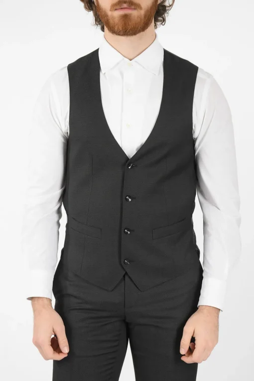 Outlet abito tre pezzi con gilet CERIM.ACADEMY in lana vergine uno spacco revers a lancia Uomo Completi