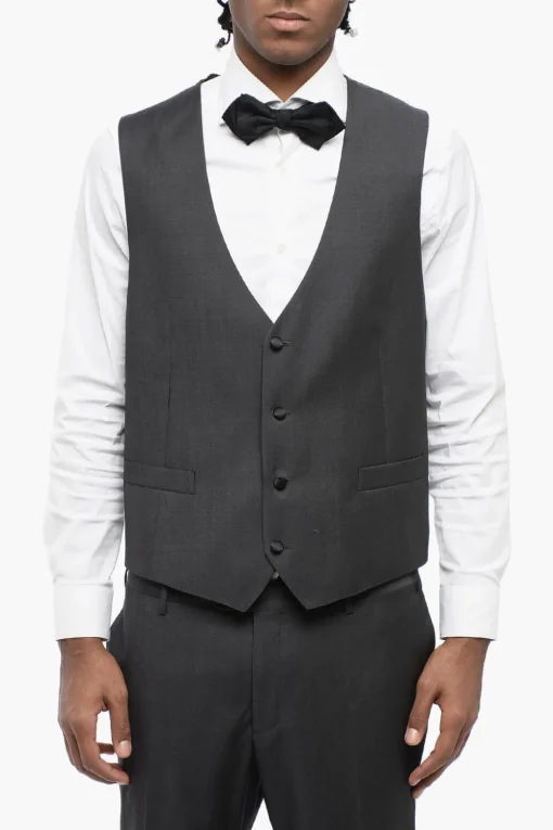 Discount abito tre pezzi con gilet in lana vergine revers a lancia Uomo Completi