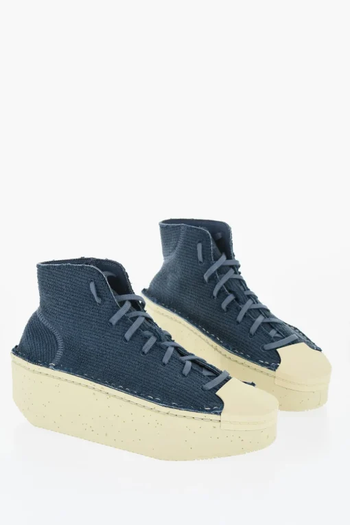 New ADIDAS Sneakers Alte Y-3 KYASU HI in Pelle con Suola Platform 5cm Donna Sneaker