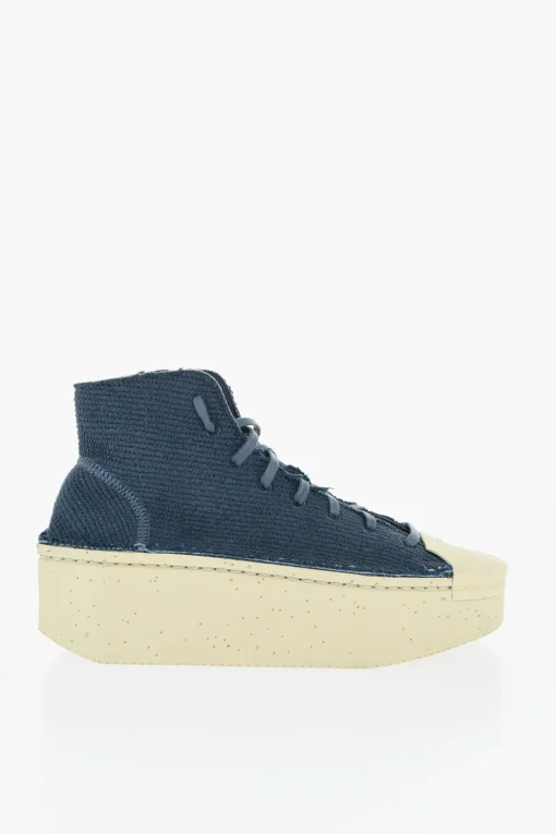 New ADIDAS Sneakers Alte Y-3 KYASU HI in Pelle con Suola Platform 5cm Donna Sneaker