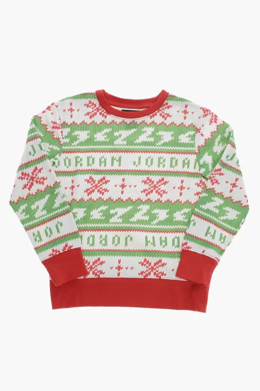 Hot AIR JORDAN Felpa Girocollo JUMPMAN HOLIDAY in Cotone Garzato Bambino Abbigliamento