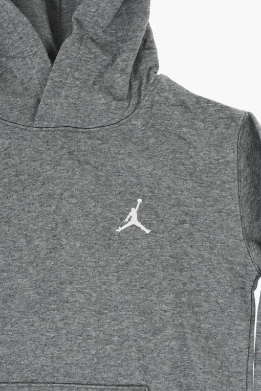 Discount AIR JORDAN Felpa Hoodie in Cotone Garzato con Logo Ricamato Bambino Abbigliamento