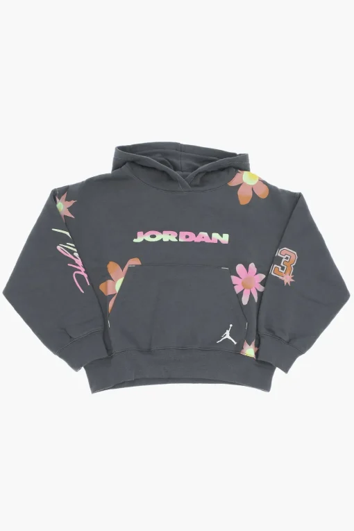 Discount AIR JORDAN Felpa Hoodie in Misto Cotone Felpato Stampata Abbigliamento