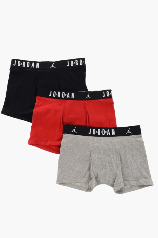 AIR JORDAN Set 3 Boxer in Cotone Stretch con Banda Elastica Logata>Nike KIDS Fashion