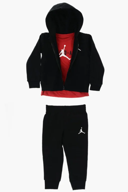 AIR JORDAN Set Felpa Hoodie in Cotone Felpato T-shirt Girocollo e Joggers>Nike KIDS Fashion