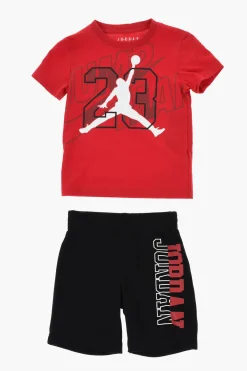 Clearance AIR JORDAN Set T-Shirt Girocollo e Shorts con Logo Stampato Bambino Abbigliamento