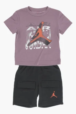 Online AIR JORDAN Set T-Shirt Girocollo e Shorts con Logo Stampato Bambino Abbigliamento