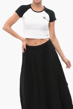 Hot ALL STAR CHCUK TAYLOR T-shirt Girocollo Crop Bicolore Donna T-Shirts E Tops