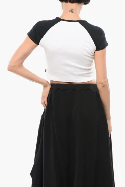 Hot ALL STAR CHCUK TAYLOR T-shirt Girocollo Crop Bicolore Donna T-Shirts E Tops