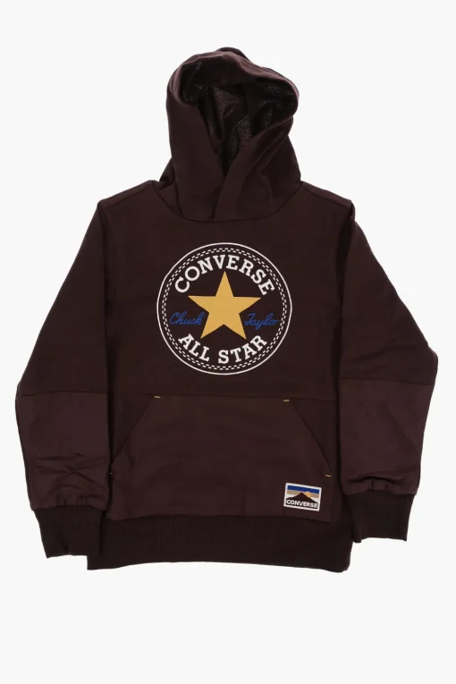ALL STAR CHUCK TAYLOR Felpa Hoodie in Tinta Unita con Maxi Logo Frontale>Converse KIDS Best