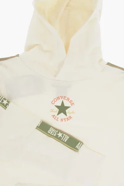 Best ALL STAR CHUCK TAYLOR Felpa Hoodie in Cotone Garzato con Banda Logata Bambino Abbigliamento