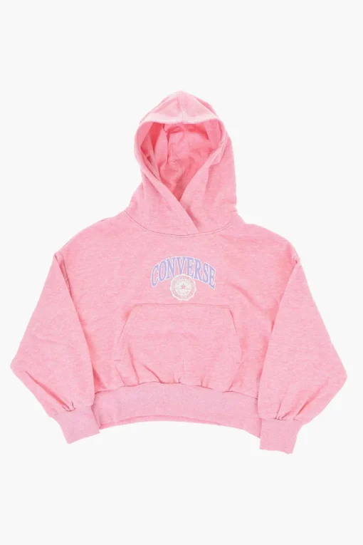 Online ALL STAR CHUCK TAYLOR Felpa Hoodie in Cotone Garzato con Logo Stampato Abbigliamento