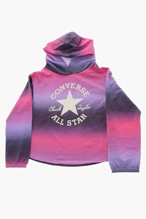 ALL STAR CHUCK TAYLOR Felpa Hoodie BOXY FIT Effetto Sfumato>Converse KIDS New