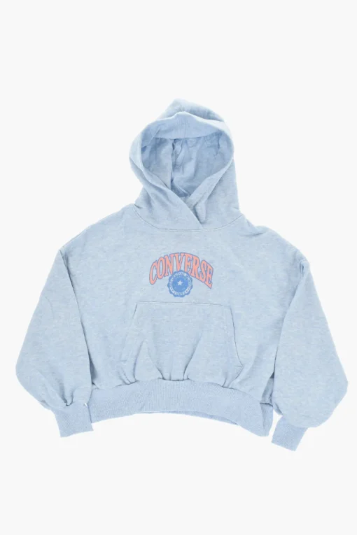 New ALL STAR CHUCK TAYLOR Felpa Hoodie in Cotone Garzato con Logo Stampato Abbigliamento