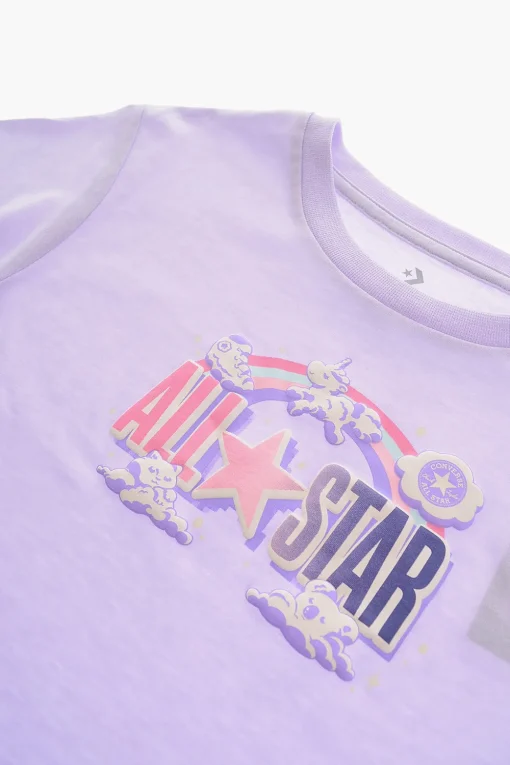 ALL STAR CHUCK TAYLOR Set T-Shirt Girocollo con Logo in Rilievo e Shorts Effetto Tie-Dye>Converse KIDS New