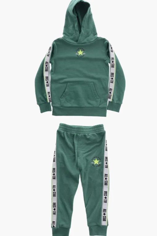 ALL STAR CHUCK TAYLOR Set Felpa Hoodie e Joggers in Tinta Unita con Banda Laterale Logata>Converse KIDS New