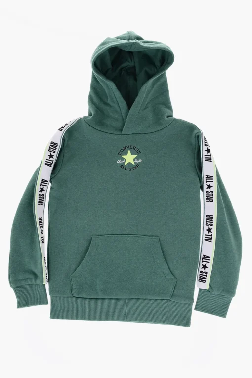 ALL STAR CHUCK TAYLOR Set Felpa Hoodie e Joggers in Tinta Unita con Banda Laterale Logata>Converse KIDS New