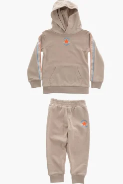 Clearance ALL STAR CHUCK TAYLOR Set Felpa Hoodie e Joggers in Tinta Unita con Banda Laterale Logata Bambino Abbigliamento