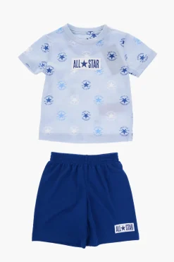 Outlet ALL STAR CHUCK TAYLOR Set T-shirt Girocollo stampata All Over e Shorts in Mesh Bambino Abbigliamento