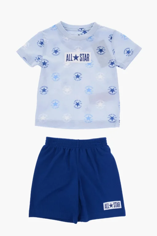 Outlet ALL STAR CHUCK TAYLOR Set T-shirt Girocollo stampata All Over e Shorts in Mesh Bambino Abbigliamento