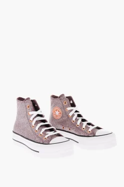 Outlet ALL STAR CHUCK TAYLOR Sneakers Alte Glitterate con Platform 4cm Donna Sneaker