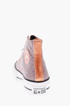 Outlet ALL STAR CHUCK TAYLOR Sneakers Alte Glitterate con Platform 4cm Donna Sneaker