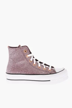 Outlet ALL STAR CHUCK TAYLOR Sneakers Alte Glitterate con Platform 4cm Donna Sneaker