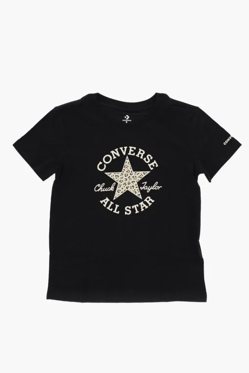 New ALL STAR CHUCK TAYLOR T-Shirt Girocollo in Tinta Unita con Logo a Contrasto Abbigliamento