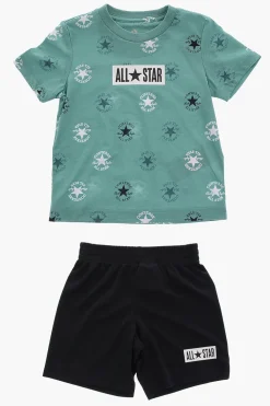 Clearance ALL STAR CHUCK TAYLOR T-shirt con Logo All-Over e Shorts Mesh Bambino Abbigliamento