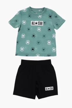 Clearance ALL STAR CHUCK TAYLOR T-shirt con Logo All-Over e Shorts Mesh Bambino Abbigliamento