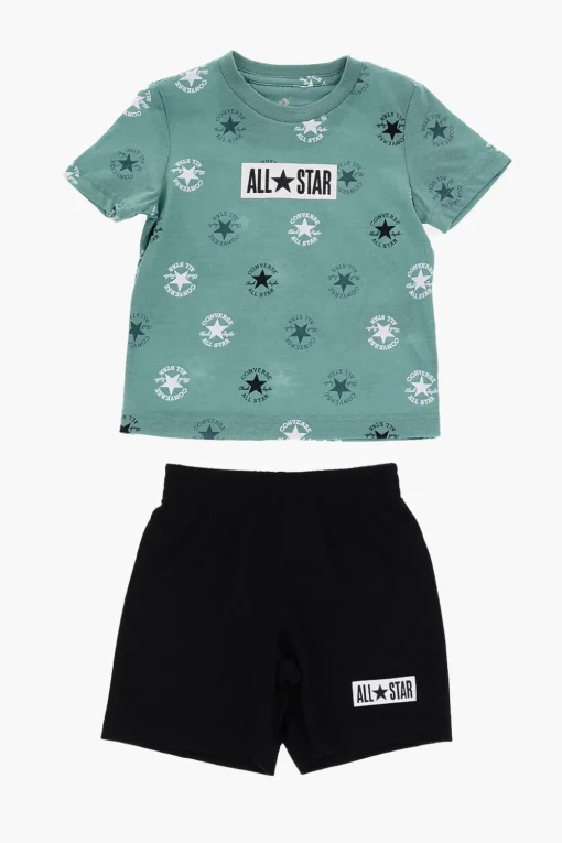 Clearance ALL STAR CHUCK TAYLOR T-shirt con Logo All-Over e Shorts Mesh Bambino Abbigliamento