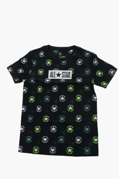 Outlet ALL STAR CHUCK TAYLOR T-Shirt Girocollo con Stampa Logo All-Over Bambino Abbigliamento